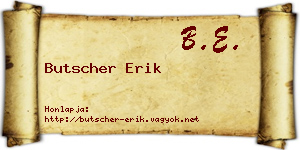 Butscher Erik névjegykártya